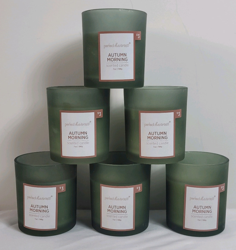 6 New Perfect Harvest Autumn Morning Scented Candles , 7oz / 198g