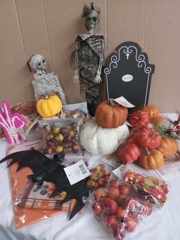 Over 15 New | Halloween/Fall Decor | Includes Skeletons Pumkins, Leaves & More
