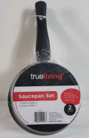 New - 2pc. TrueLiving Saucepan Set . 1-Quart & 2-Quart . Lids not included