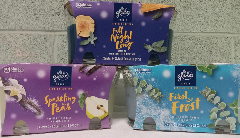 6 New | 192g Glade Candles | 2 Sparkling Pear, 2 Fall Night Long & 2 First Frost