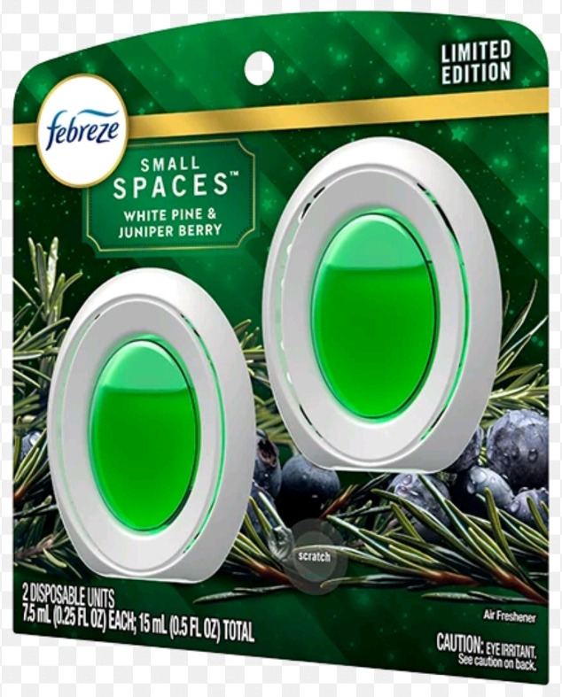 2 New | Febreze Small Spaces White Pine & Juniper Berry Disposable Units 15mL Each