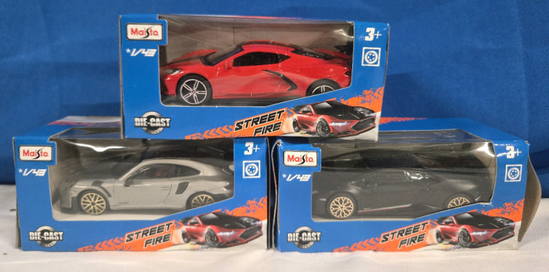 3 New | Maisto 1/43 Scale Die-Cast Metal Car Models