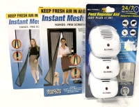2 New Instant Mesh Guard Magnetic Hands-Free Screen Doors - Each Mesh Panel 83" x 29.5" & Bell + Howell Plug-In Sonic Pest Repellent Aid 3-Pack