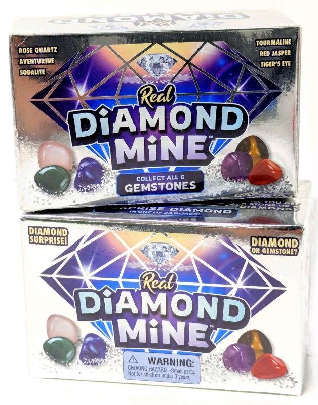 2 New Real Diamond Mine Gemstone Dig Kit : Mystery Rock, Minerals, and Gems | Break Your Own Geodes for a Chance to Get 1 Real Diamond!