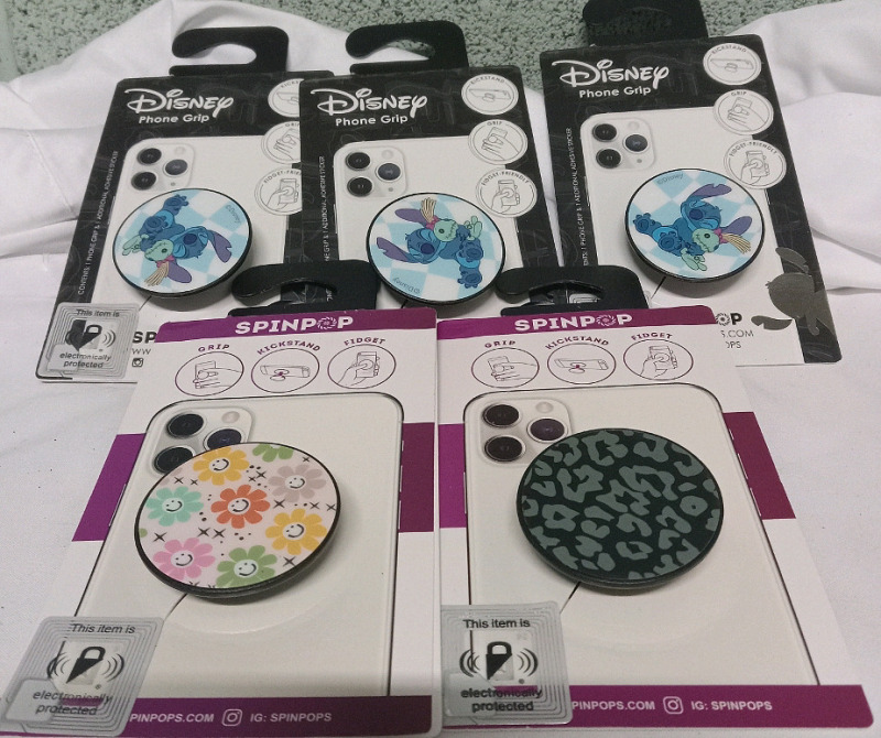 5 New | 1 &frac12;" Disney Phone Grips & Spin Pop Phone Grips