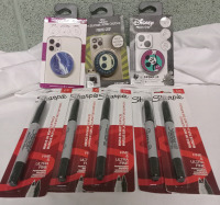 5 New Dual ended Sharpies (Fine & Uktra Fine) & 3 Pop Sockets