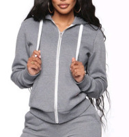 New - Sz. XS Women's FashionNova Relaxed Vibe Zip-Up Jacket , Heather Grey