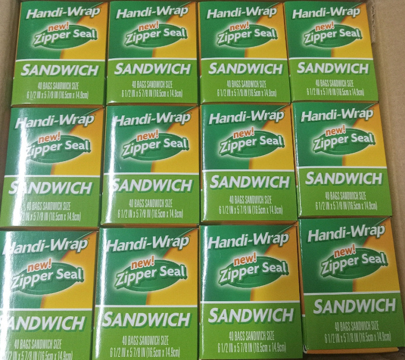 12 New Packs of 40 Handi-Wrap Sandwich Zipper Bags | 6&frac12;" x 5⅞"