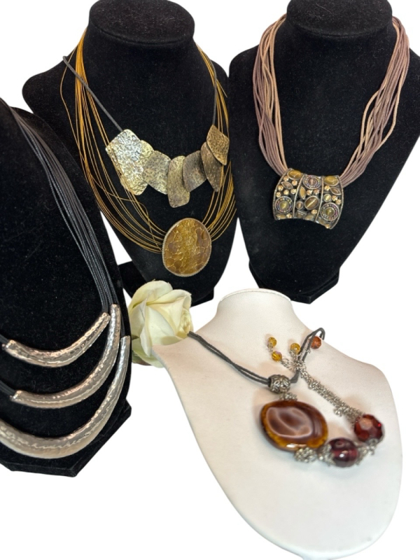 5 Lovely Necklaces Including Statement Hammered