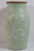 Denby Stoneware Vase . Measures 12" Tall . No chips or cracks . Black wear marks on outside. Made in England