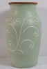 Denby Stoneware Vase . Measures 12" Tall . No chips or cracks . Black wear marks on outside. Made in England