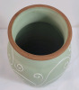 Denby Stoneware Vase . Measures 12" Tall . No chips or cracks . Black wear marks on outside. Made in England - 2