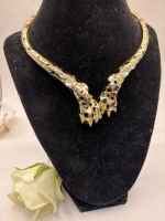 Sexy Cheetah Leopard Pattern Cuff Choker Necklace Enameled Cheetah Tiger Claw Design Statement Necklace
