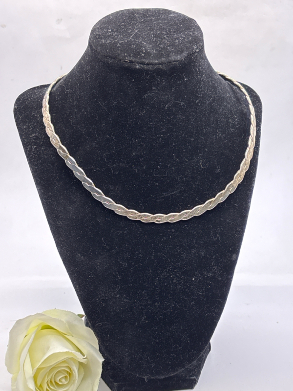 Sterling Braided Rigid Open Collar Necklace Substantial