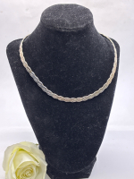 Sterling Braided Rigid Open Collar Necklace Substantial