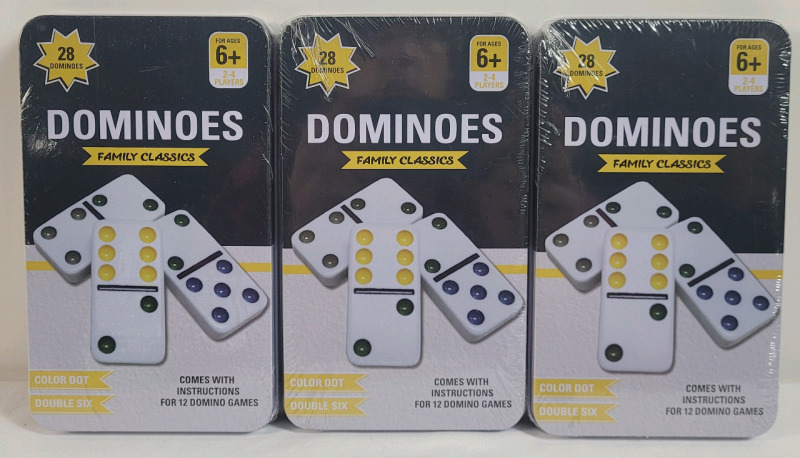 3 New DOMINOES Game Sets , Sealed
