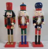 New - 3pc. Home Decor 12" Wooden Holiday Nutcracker Figures .