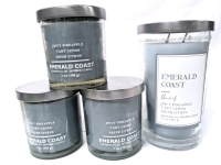 4 New Candles: Emerald Coast [Juicy Pineapple, Tart Lemon & Fresh Citrus] 395g-481g in Glass Vessels with Lids
