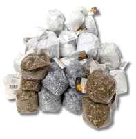 38 New 1lb Bags of Decorative Filler : 6 Gold Glass "Gems", 4 Silver Glass "Gems", 28 White Sand | $199 Retail Value!