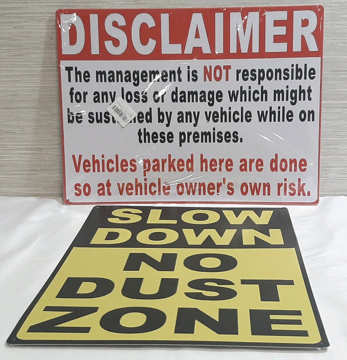 2 New Warning Metal Signs - 16"x12"