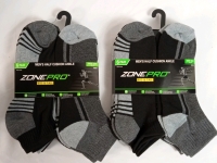 12 New Zone Pro Big & Tall Men's Half Cushion Ankle Socks , Shoe Size 12-16 . Two (2) Packs , 6 Per Pack
