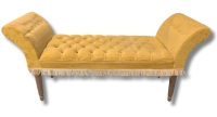 Vintage Tasseled Mustard Bench Sofa - 17" x 15" x 25"
