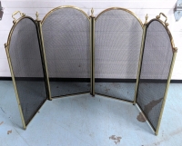 Vintage Brass 4-Panel Fireplace Screen - 52" x 29" Total