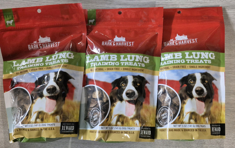 3 New Packs Bark & Harvest Lamb Lung Training Dog Treats 5oz All Natural Grain Free BB Apr 12 2027