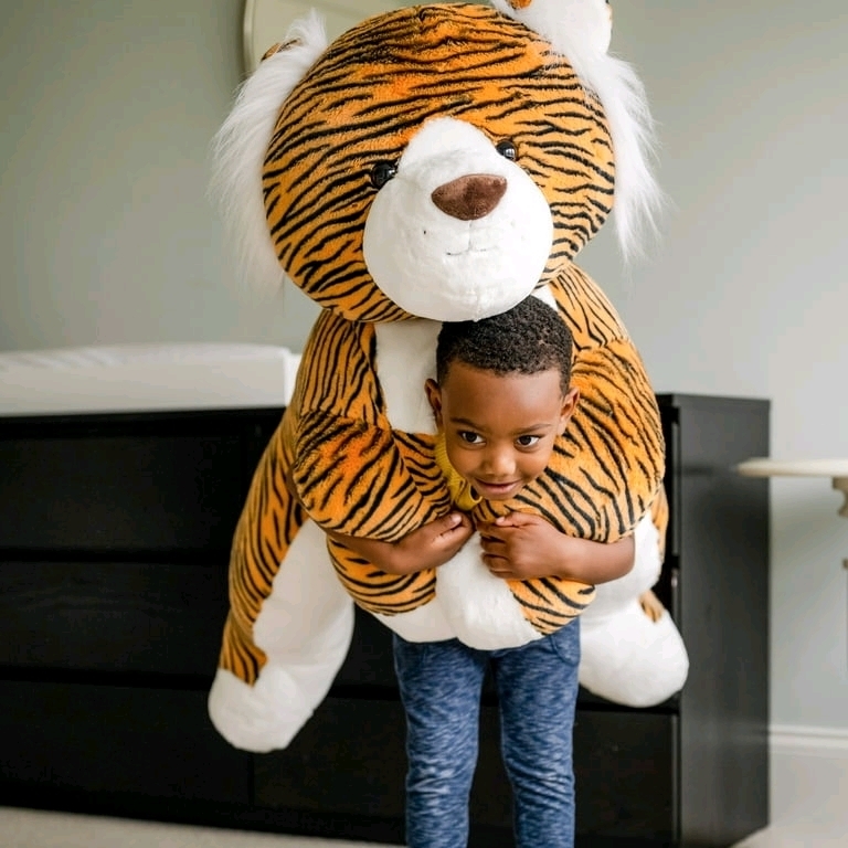 New Animal Adventure | Sqoosh2Poof Giant, Cuddly, Ultra Soft Plush Stuffed Cuddly Tiger 44"D x 33"W x 17"H