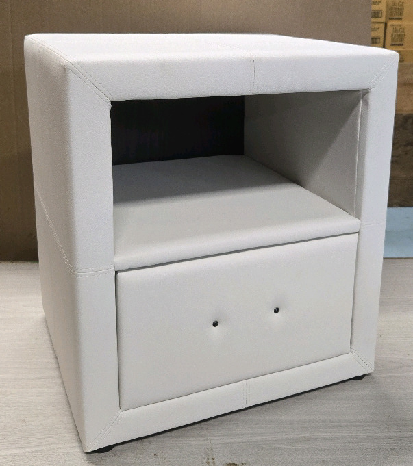 New | Accent Furniture Upholstered Nightstand- White | 21" x 19" x 16"