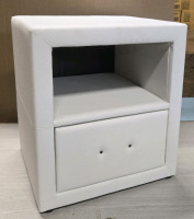 New | Accent Furniture Upholstered Nightstand- White | 21" x 19" x 16"