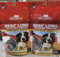 2 New Packs Bark & Harvest Beef Lung Training Dog Treats 5oz All Natural Grain Free BB Apr 03 2027