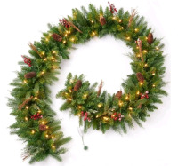 New | 9ft Prelit Garland W/ Glitter