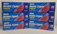 New - TrueLiving Double Zipper Freezer Bags . 1 Quart Bags . 7"&times;7.5" . 6 Boxes , 28 Bags Per Box . 168 Bags