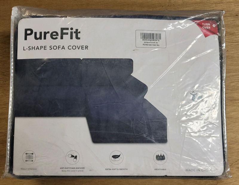New - PureFit L-Shape Sofa Cover , Navy .