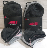 2 New Packs of Ladies No Show Socks, Shoe Size 4-10, 4pcs in Each Pack