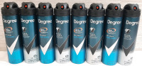 8 New Degree Spray-On Cool Rush 48hr Dry Spray and Black+White Anti White Mark and Yellow Stain 48h Dry Spray (3.8oz Cans)