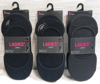 3 New Packs of Black Ladies Liners, Shoe Size 4-10, 5pcs in Each Pack