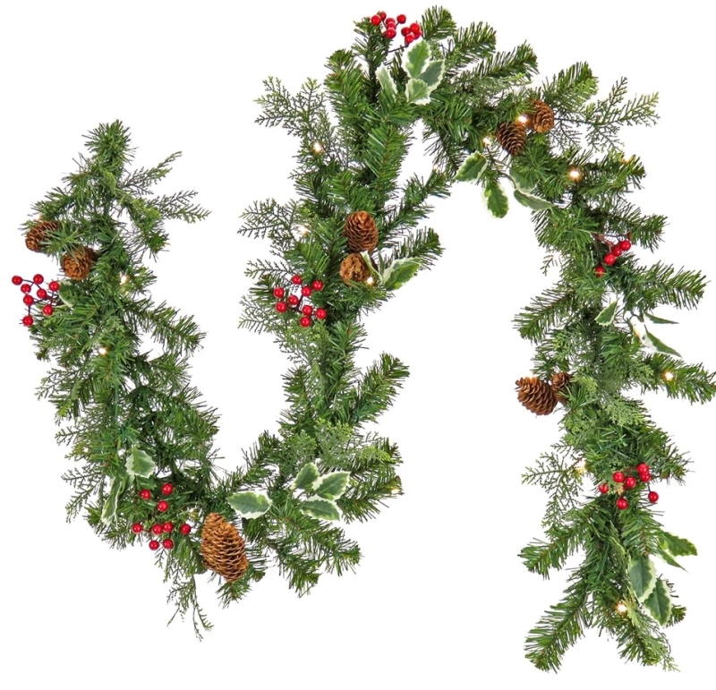 New First Traditions 6ft Pre-Lit Mixed Tip Garland LED RTFC63-300-6GB | Retails Over $60