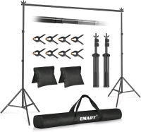 As New Emart Photo Video Studio 10ft Adjustable Background Stand Backdrop Support System Kit with Carry Bag Retails for $62.99