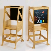 As New Regal Mountain<br/>Tower Kitchen Stool Helper - Step Up Tower for Learning - Adjustable Bamboo Stool with Stabilizing Feet - Two Sided Chalkboard and Whiteboard