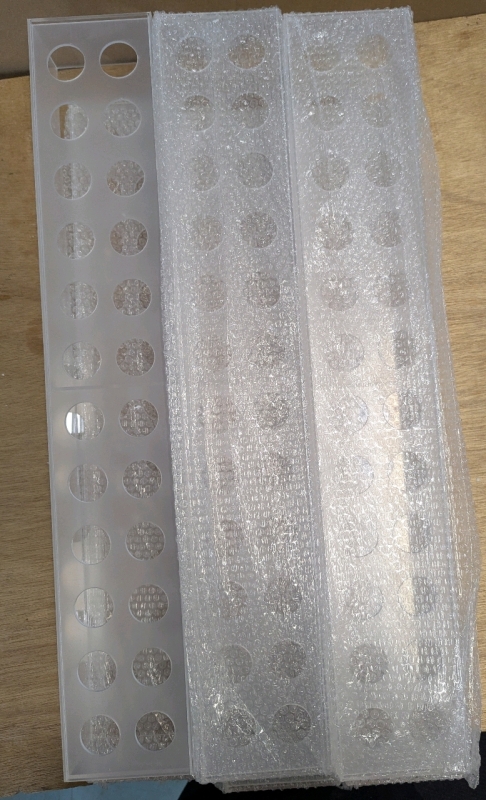 6 New Plastic Flower Vases. 24 Holes each. 24" by 4" by 5"