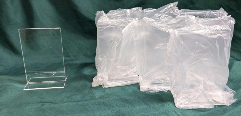 10 New Clear Acrylic Tabletop Sign Holders (Bottom Load) - 4" x 6" Tall