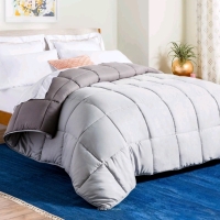 As-New Oversized Queen Size Linenspa Down Alternative Microfiber Comforter - Stone/Charcoal | Retails Over $50