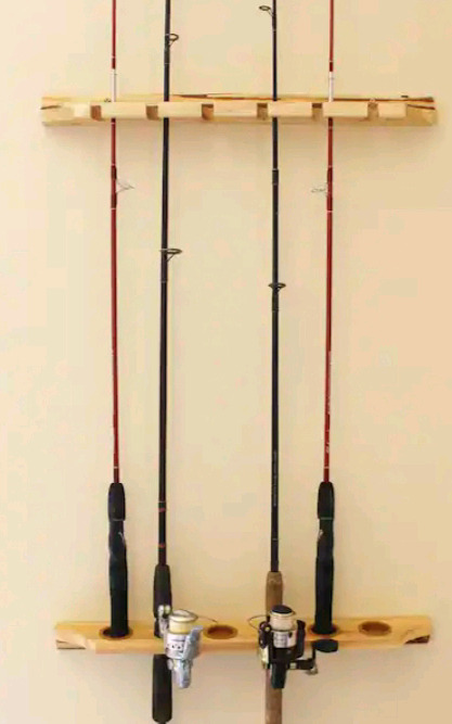 New | Rush Creek Creations Hand Crafted 6 Rod Rustic Series 3-in-1 Wall/Ceiling Fishing Rod Rack | 23.6" x 3.125"
