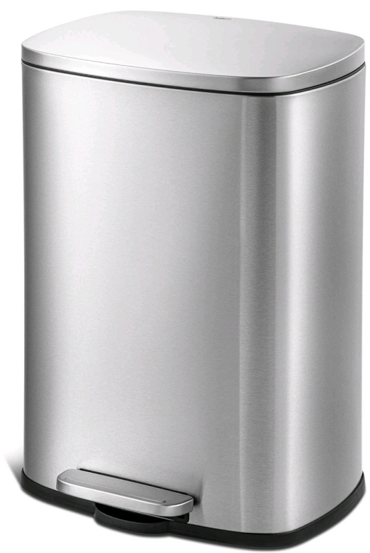 New | QUALIAZERO 50L/13Gal Heavy Duty Hands-Free Stainless Steel Commercial/Kitchen Step Trash Can * Retails $ 120+ *
