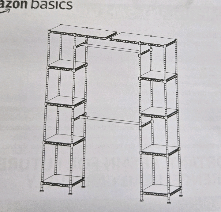 New | Amazon Basics Metal Expandable Closet Organizer W/ 5 Levels
