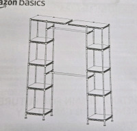 New | Amazon Basics Metal Expandable Closet Organizer W/ 5 Levels