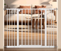 New | keny 29"-42.5" Baby Gate for Stairs / Auto Close Safety Dog Gate | Pressure Mounted Easy Walk Through Pet Gate for Doorways, Durable Stair Gate, 30" Tall, White | Model BCG304210 * Retails $59.99 *