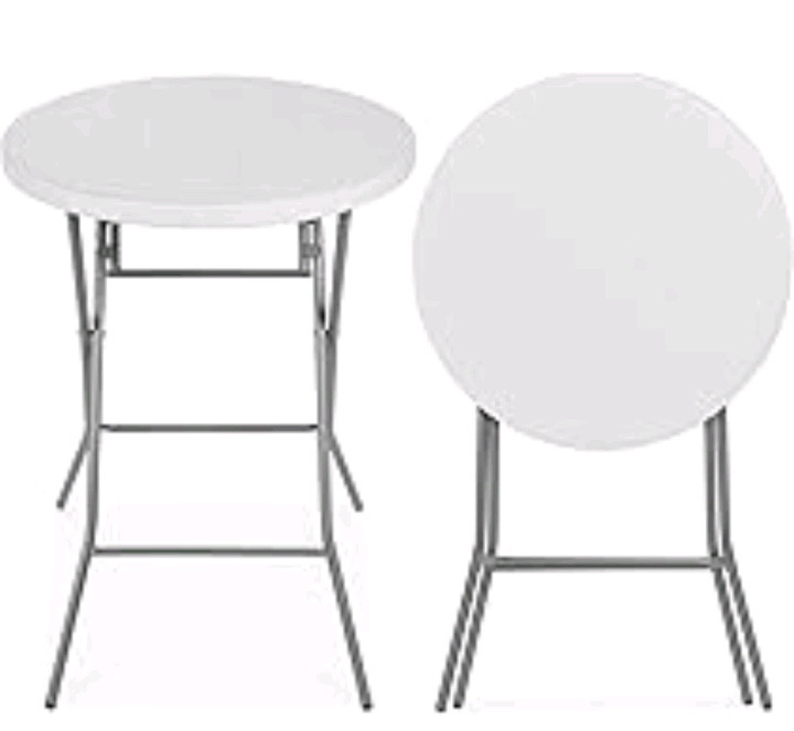 2 New | Plastic Round Folding Cocktail Tables | Light & Durbale